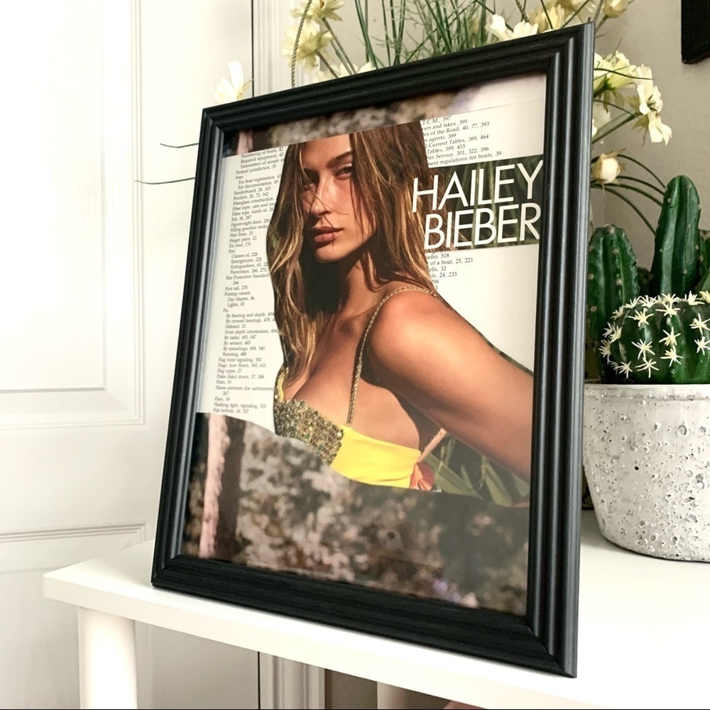 Editorial Collage Wall Art Hailey Bieber Yellow Top Portrait Chic Aesthetic